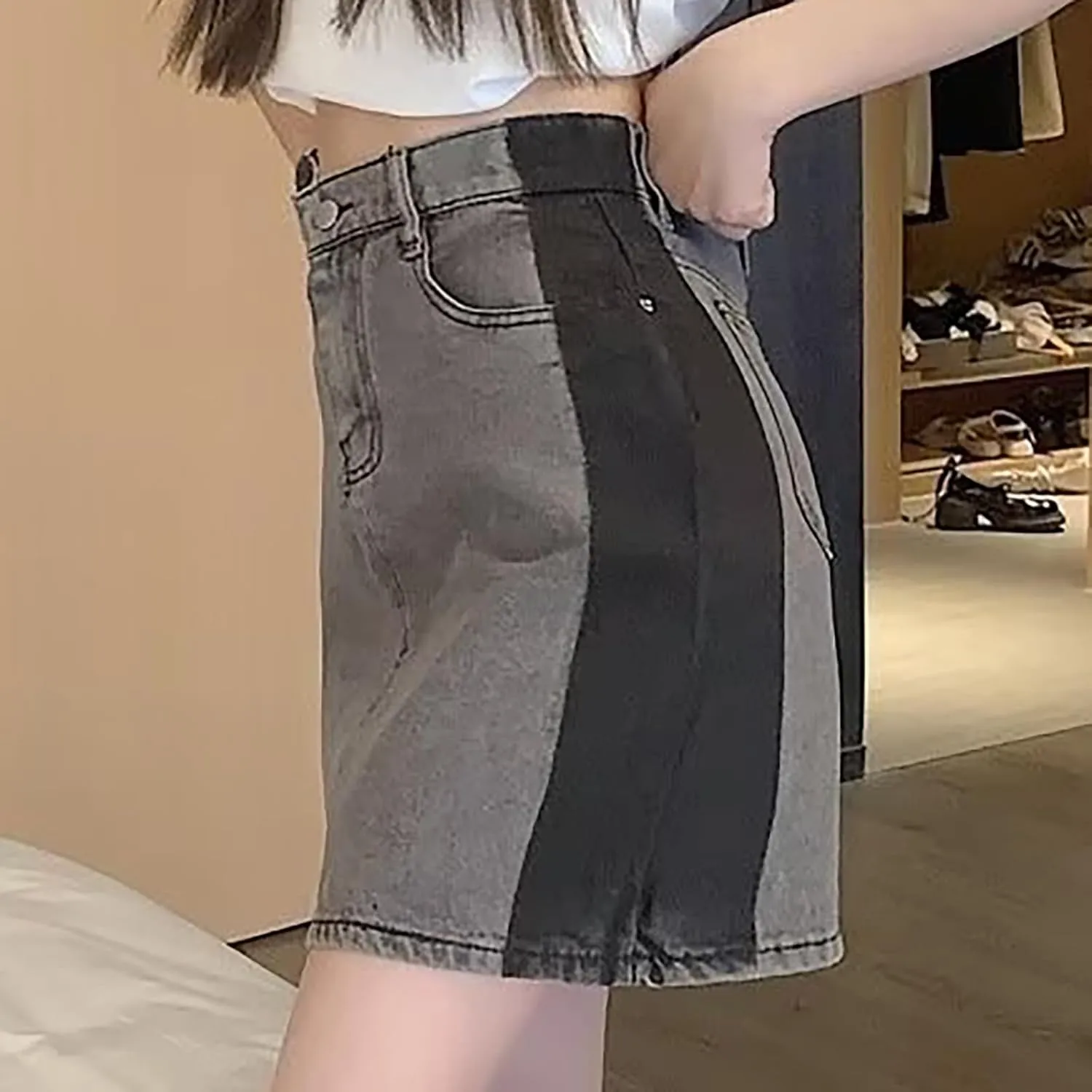 Jean Skirts for Women Denim High Wiasted Loose Sexy Going Out Mini Skirts Trendy Y2K Denim Skirts with Pockets