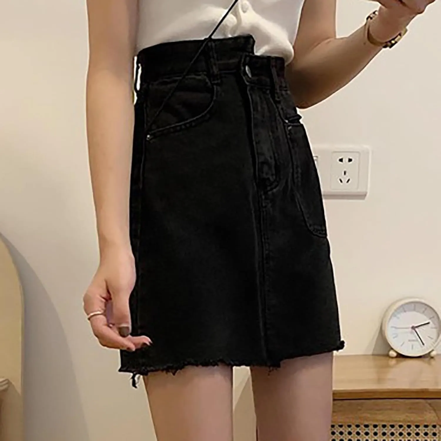 Jean Skirts for Women Denim High Wiasted Loose Sexy Going Out Mini Skirts Trendy Y2K Denim Skirts with Pockets