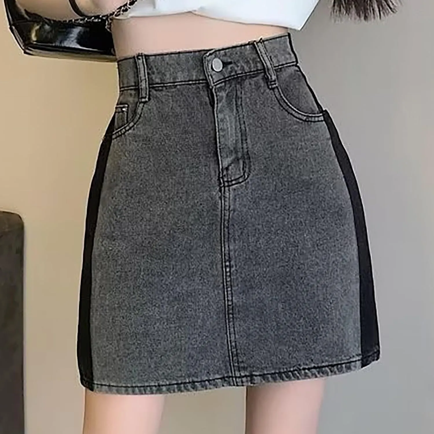Jean Skirts for Women Denim High Wiasted Loose Sexy Going Out Mini Skirts Trendy Y2K Denim Skirts with Pockets