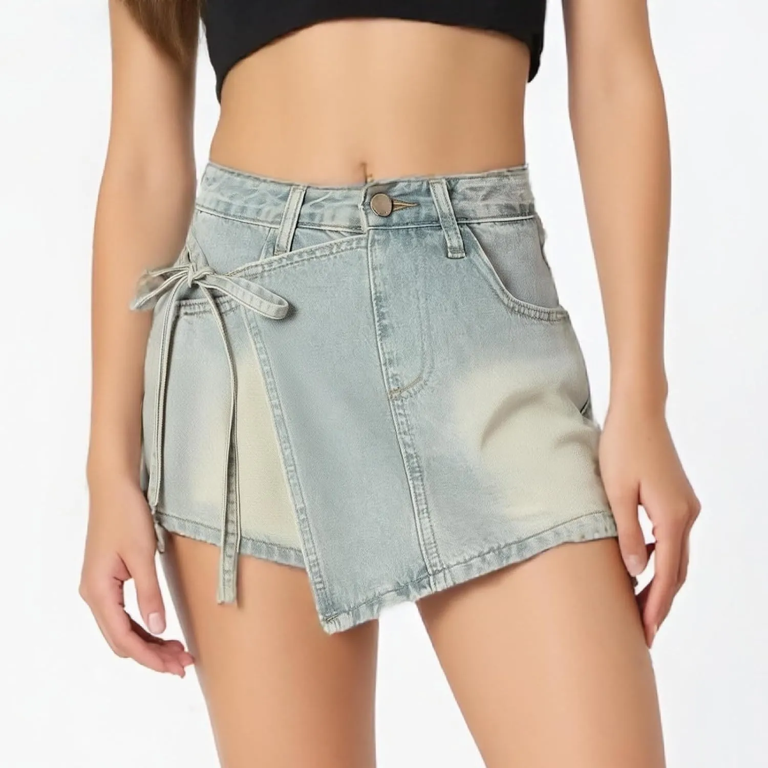 Jean Skirts for Women Denim,Cropped High Wiasted Going Out Sexy A-Line Mini Skirts Trendy Y2K Denim Skirts