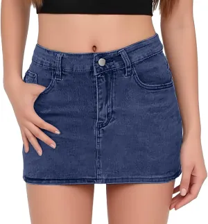 Jean Skirts for Women Denim,High Wiasted Slim Fit Sexy Mini Skirts Trendy Y2K Denim Skirts with Pockets