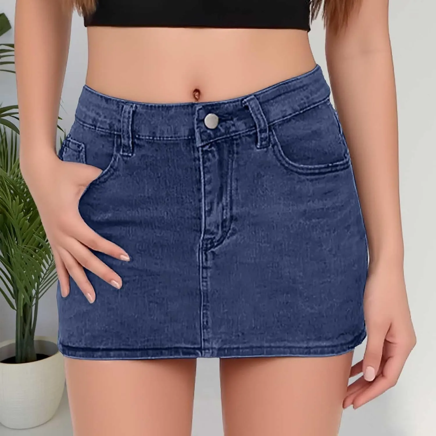 Jean Skirts for Women Denim,High Wiasted Slim Fit Sexy Mini Skirts Trendy Y2K Denim Skirts with Pockets