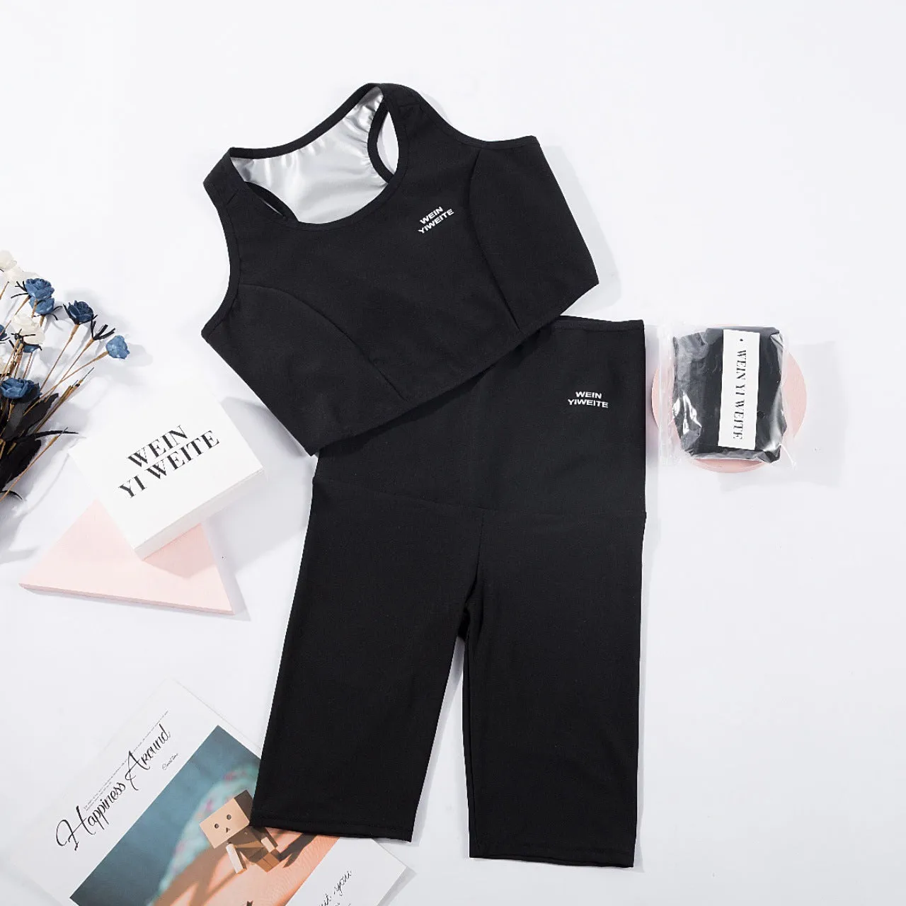 Jogging Sporty Aid In Sweating Sets Women Slim Look High Waist Hip-Flattering Fitness Yoga Tank Top Two-Piece Activewear