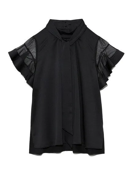 Joskaa Christmas Gift Kuzuwata Stand Collar Gauze Patchwork Butterfly Sleeve Solid Blouses Japanese Temperament Shirts 2024 Summer New Women Blusas