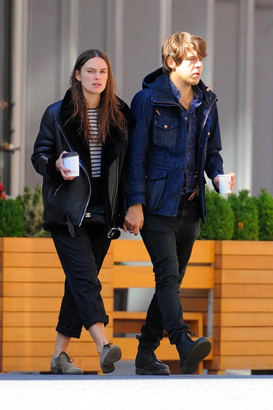 KEIRA KNIGHTLEY BLACK FAUX SHEARLING REAL LEATHER JACKET  | WOMEN CELEBRITY LEATHER JACKET