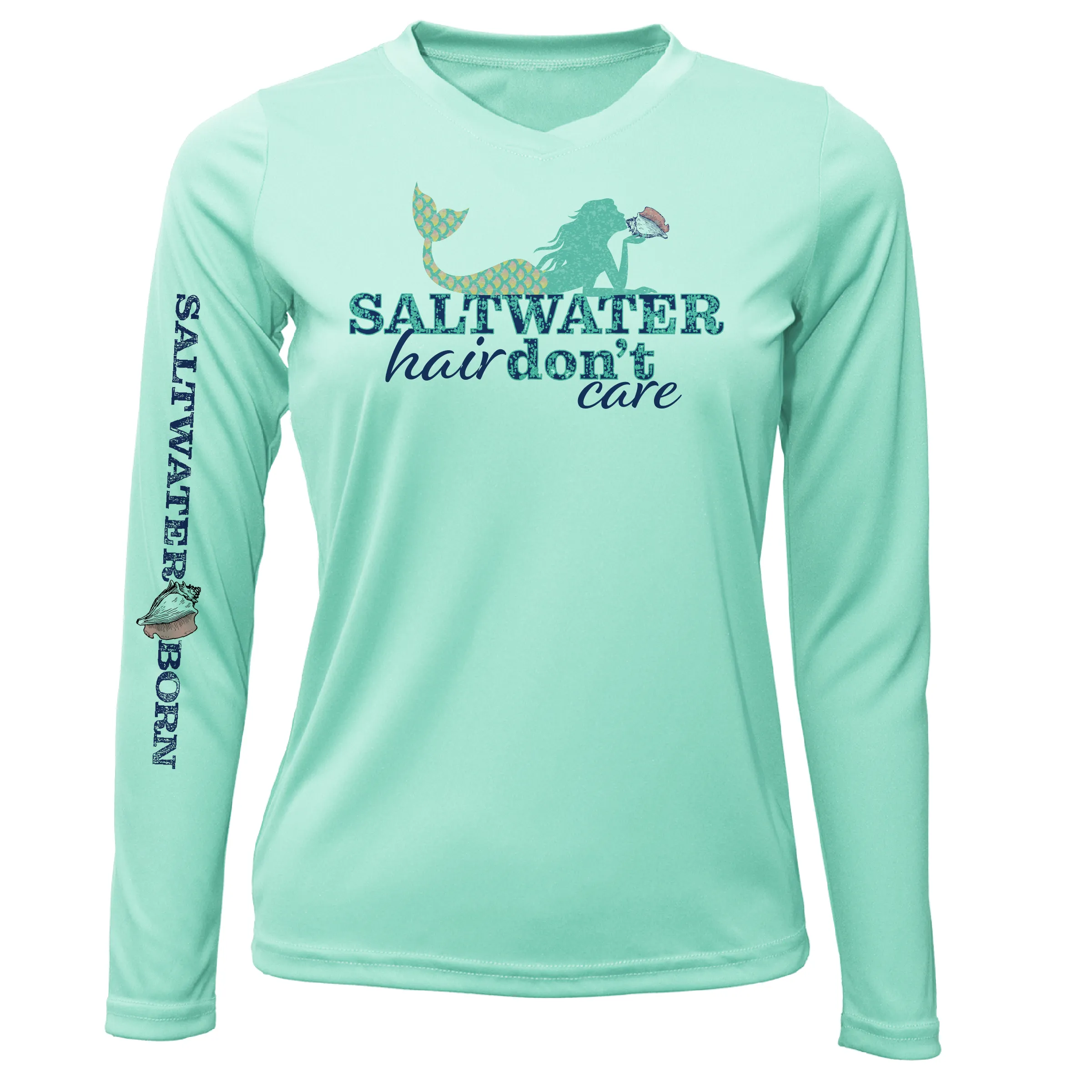 Key West, FL "Saltwater Hair...Don't Care" Long Sleeve UPF 50  Dry-Fit Shirt
