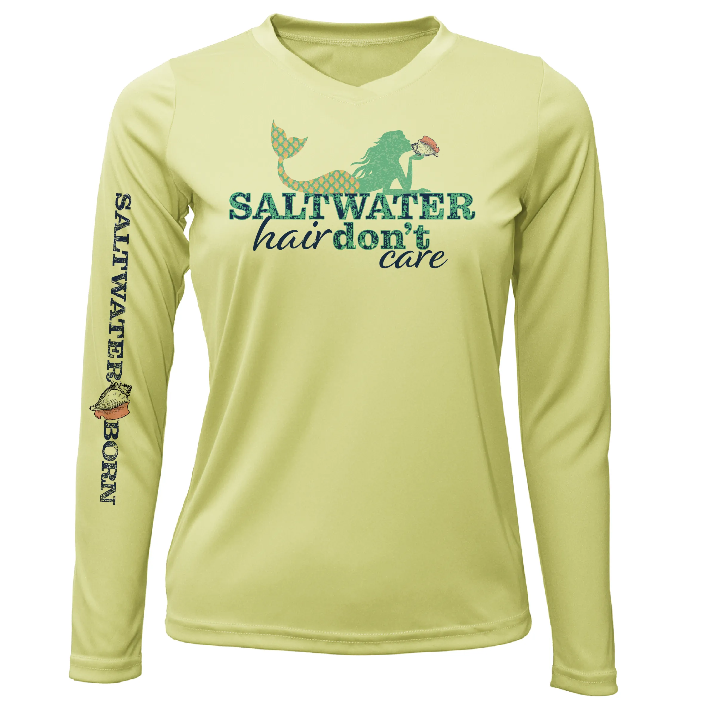 Key West, FL "Saltwater Hair...Don't Care" Long Sleeve UPF 50  Dry-Fit Shirt