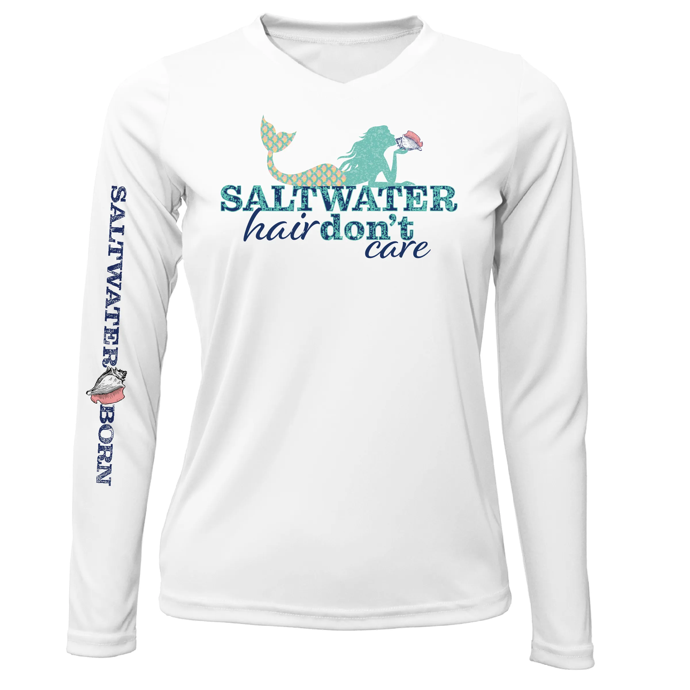 Key West, FL "Saltwater Hair...Don't Care" Long Sleeve UPF 50  Dry-Fit Shirt