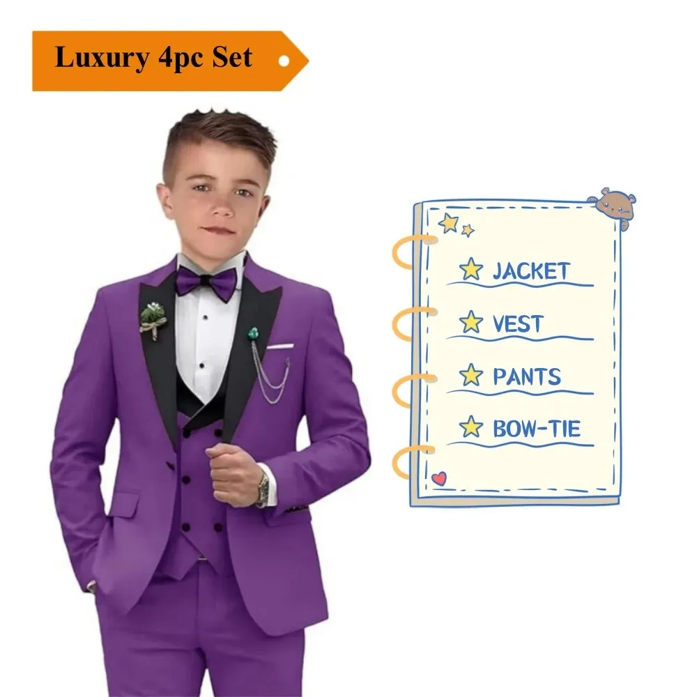 Kids Boys 4 Piece Formal Blazer Suits Set