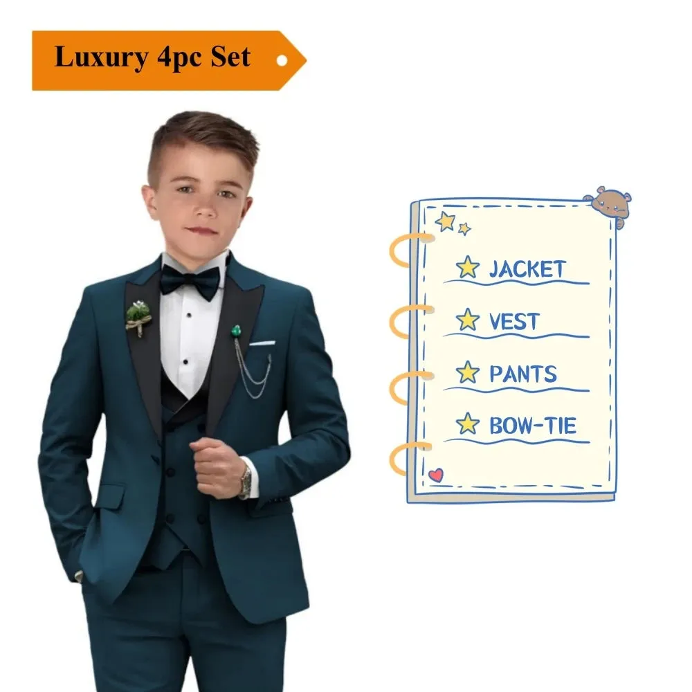 Kids Boys 4 Piece Formal Blazer Suits Set