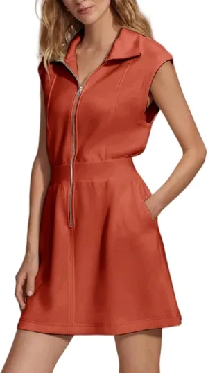Kubbon Womens Summer Dresses Half Zip Short Sleeve Mini Dress Casual V Neck Sleeveless Pullover Tunic Dresses with Pockets
