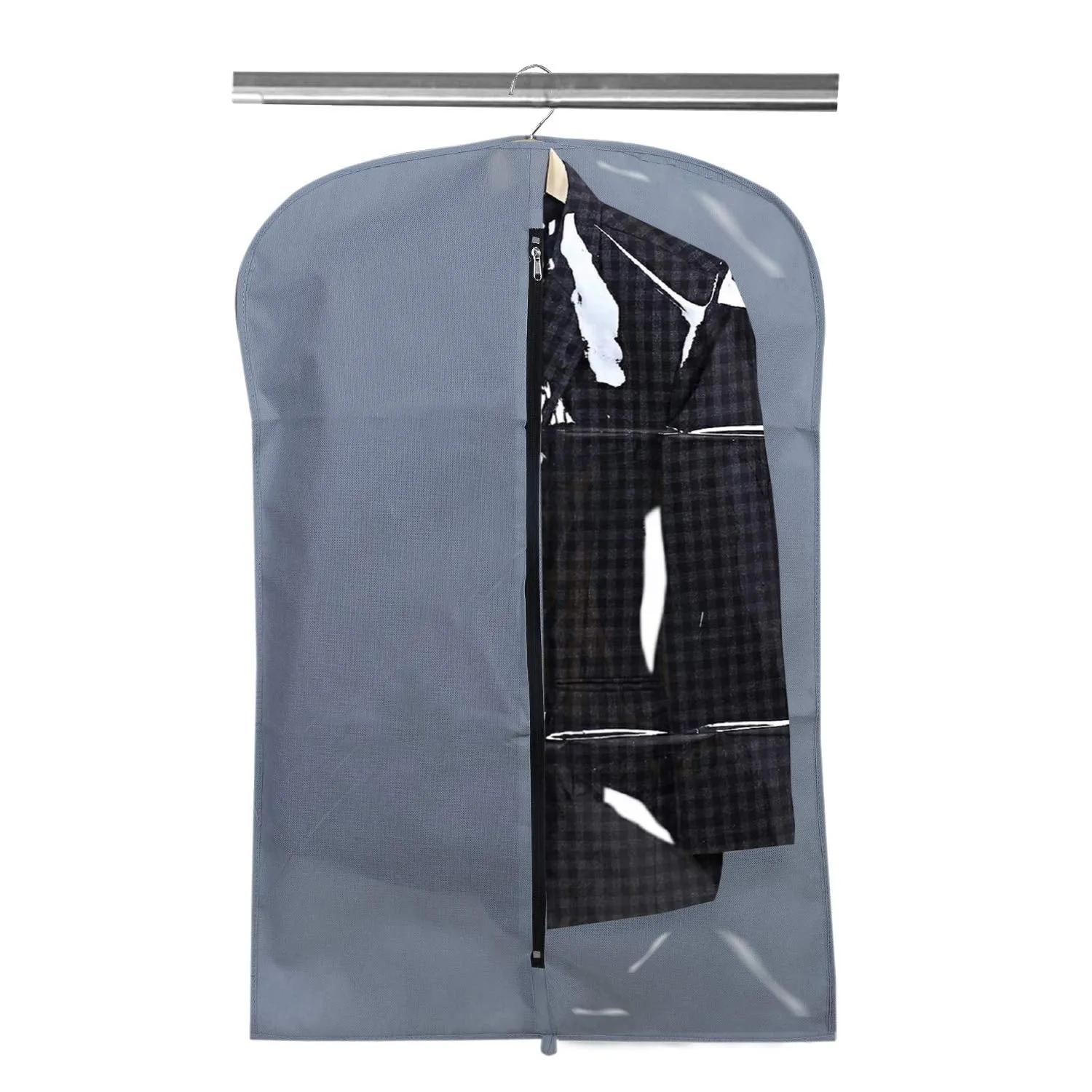 Kuber Industries 4 Pieces Half Transparent Non Woven Men's Coat Blazer Suit Cover (Grey) -CTKTC41328
