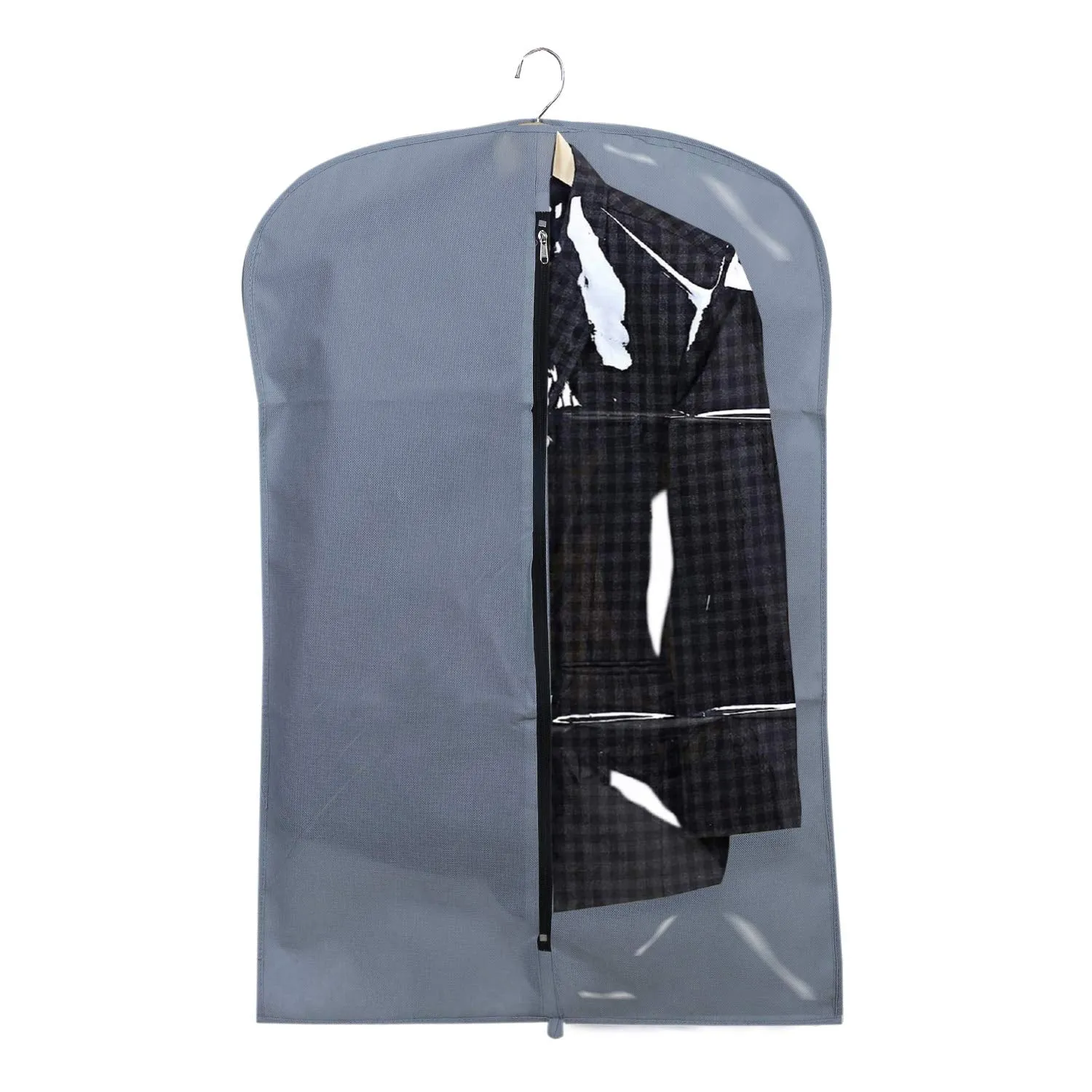 Kuber Industries 4 Pieces Half Transparent Non Woven Men's Coat Blazer Suit Cover (Grey) -CTKTC41328