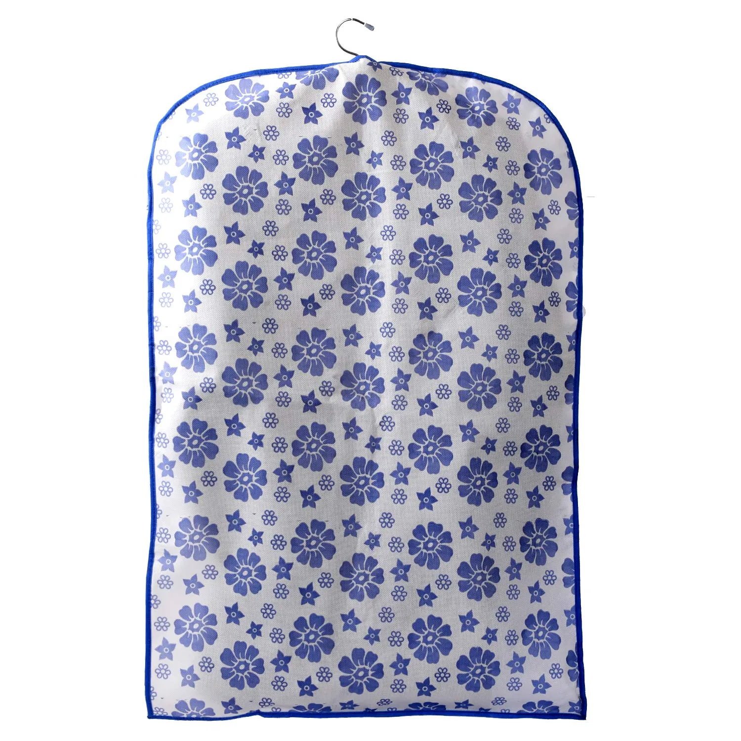 Kuber Industries Exclusive Flower Printed 2 Pieces Half Transparent Non Woven Men's Coat Blazer Cover (Blue) - CTLTC039451