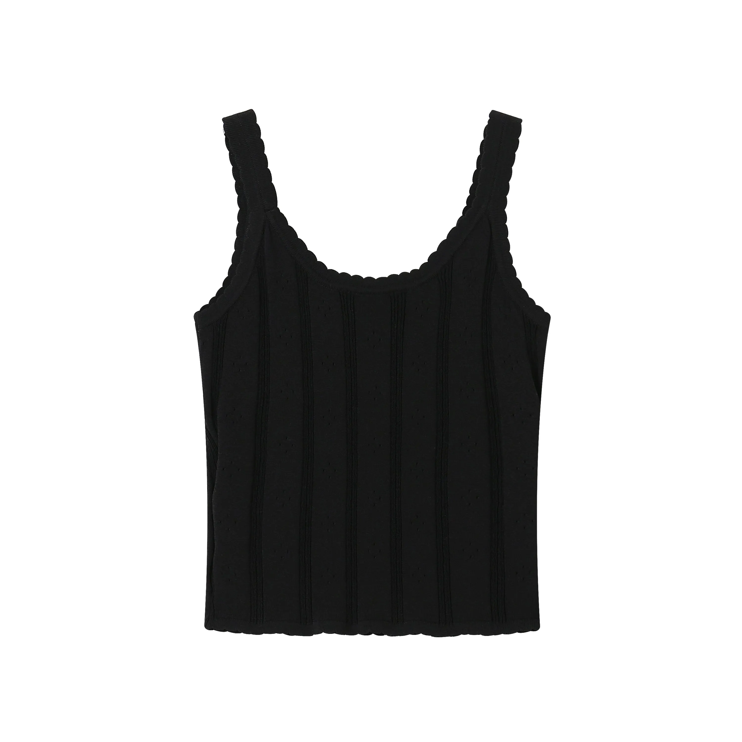 Lace Openwork Knit Vest in Black