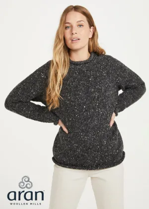 Ladies Donegal Roll Neck Sweater | Charcoal