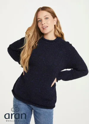 Ladies Donegal Roll Neck Sweater | Navy