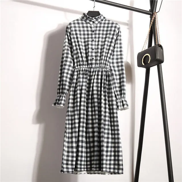 Ladies Floral Long Sleeve Casual Mid Dress Women's