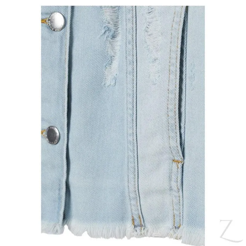 Ladies Heavily Distressed Denim Jacket | Ripped | "Futhi"