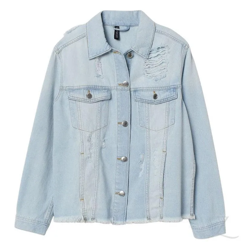 Ladies Heavily Distressed Denim Jacket | Ripped | "Futhi"
