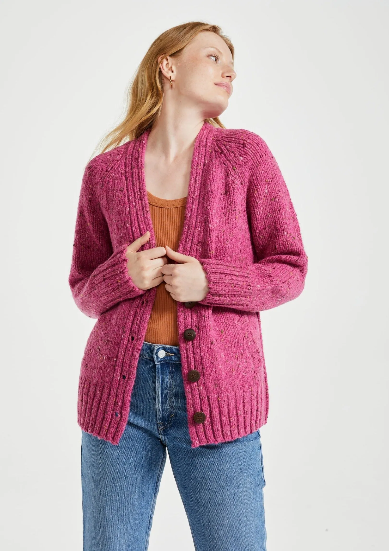 Ladies Tweed Cardigan | Pink