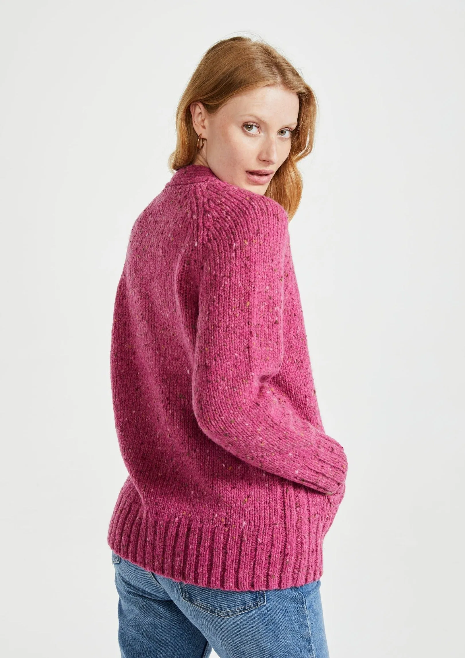 Ladies Tweed Cardigan | Pink