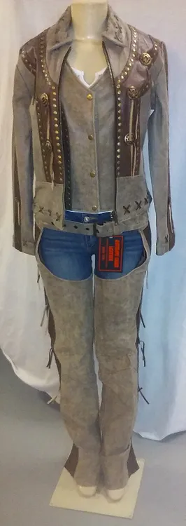 Ladies Two Tone Brown Leather Jacket 4263