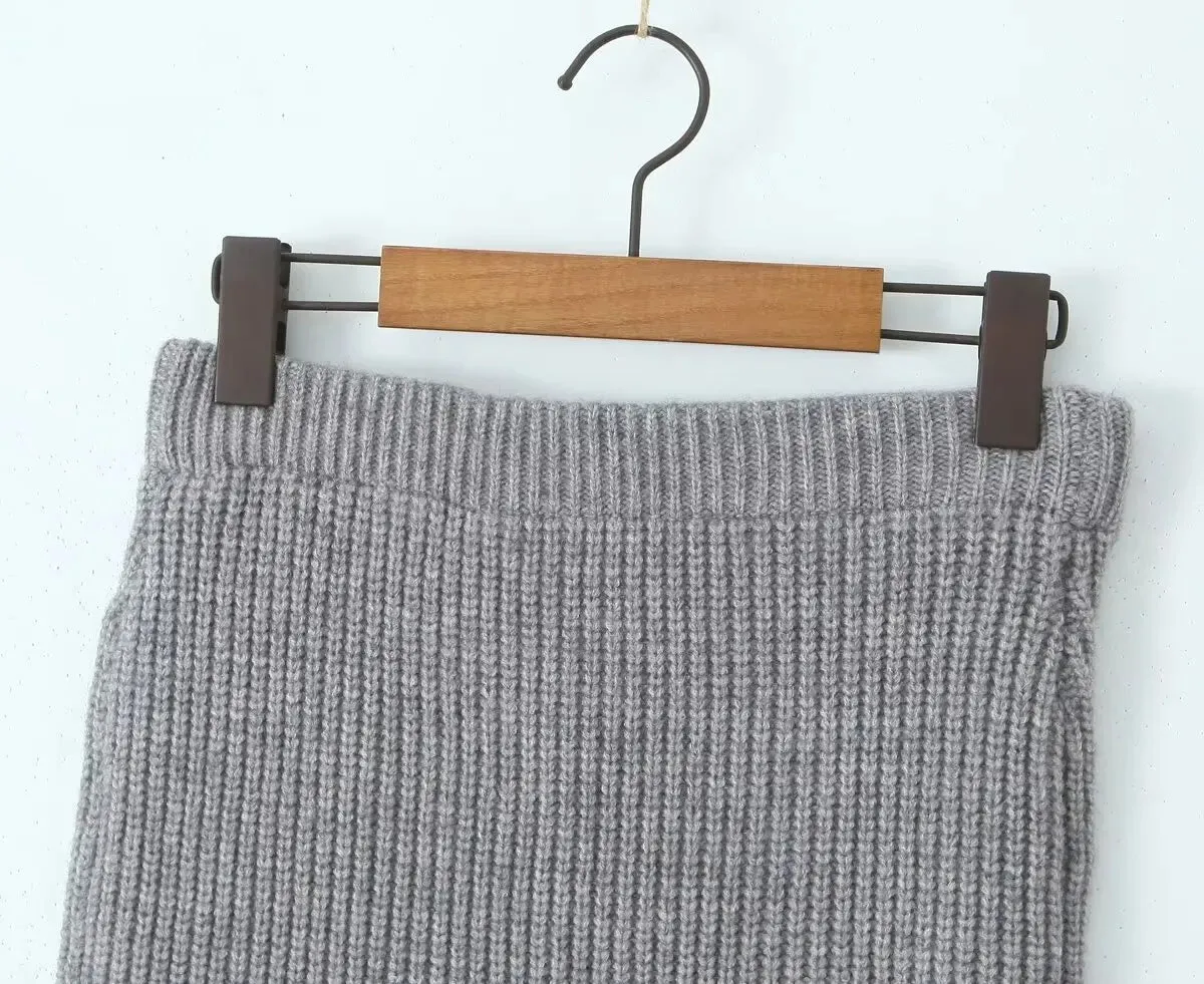 Lapel Cardigan Elastic Waist Mini Skirt Suits