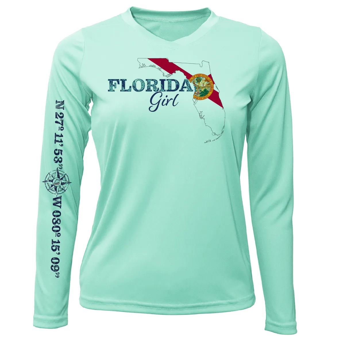 Lat/Long Stuart Florida Girl Long Sleeve UPF 50  Dry-Fit Shirt