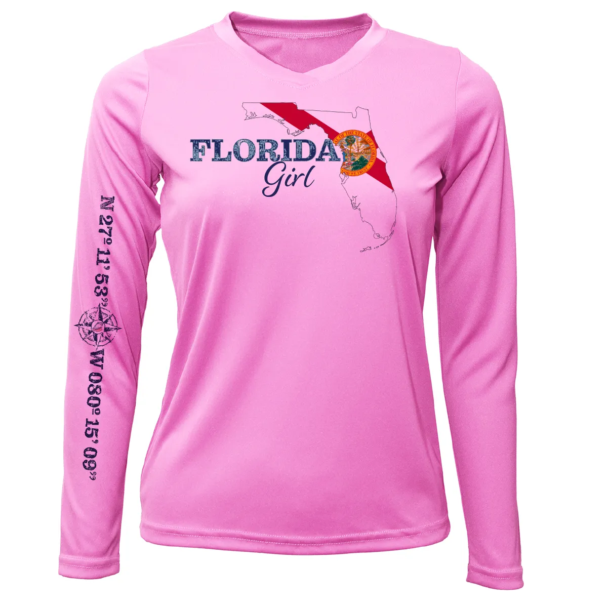 Lat/Long Stuart Florida Girl Long Sleeve UPF 50  Dry-Fit Shirt