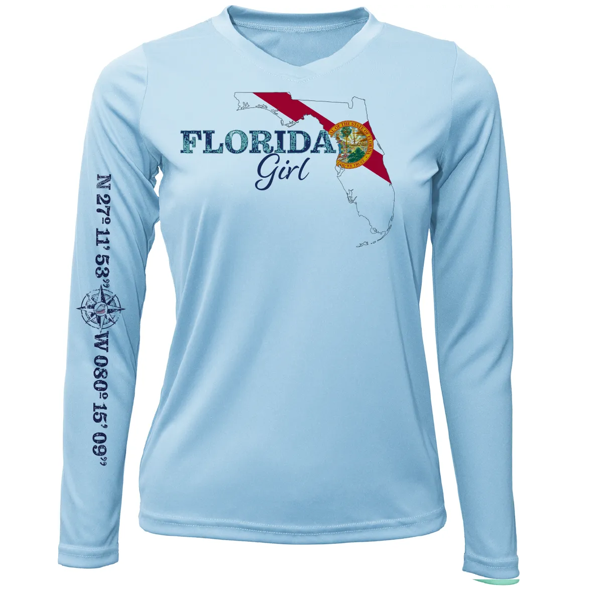 Lat/Long Stuart Florida Girl Long Sleeve UPF 50  Dry-Fit Shirt