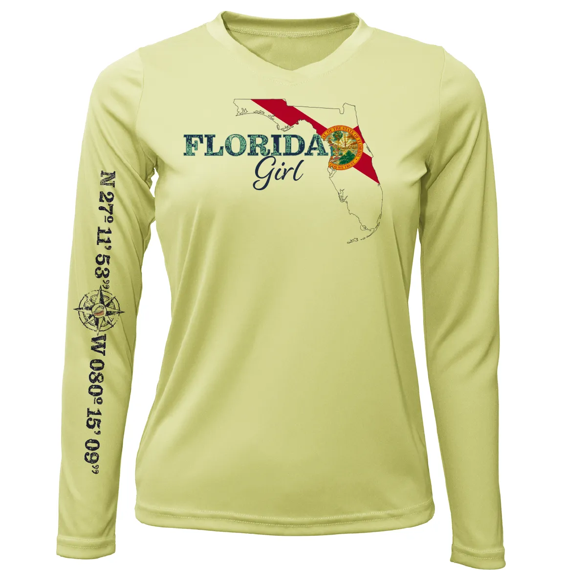 Lat/Long Stuart Florida Girl Long Sleeve UPF 50  Dry-Fit Shirt