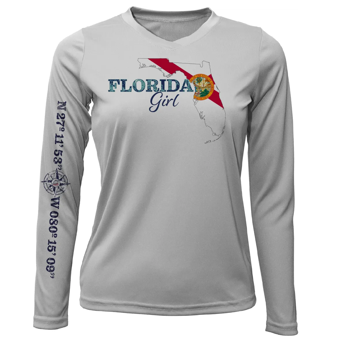 Lat/Long Stuart Florida Girl Long Sleeve UPF 50  Dry-Fit Shirt