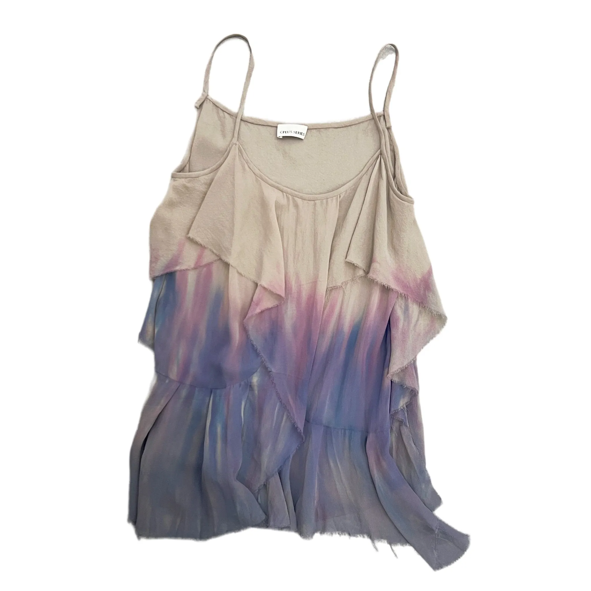 Layered Gradient Ruffle Strap Top