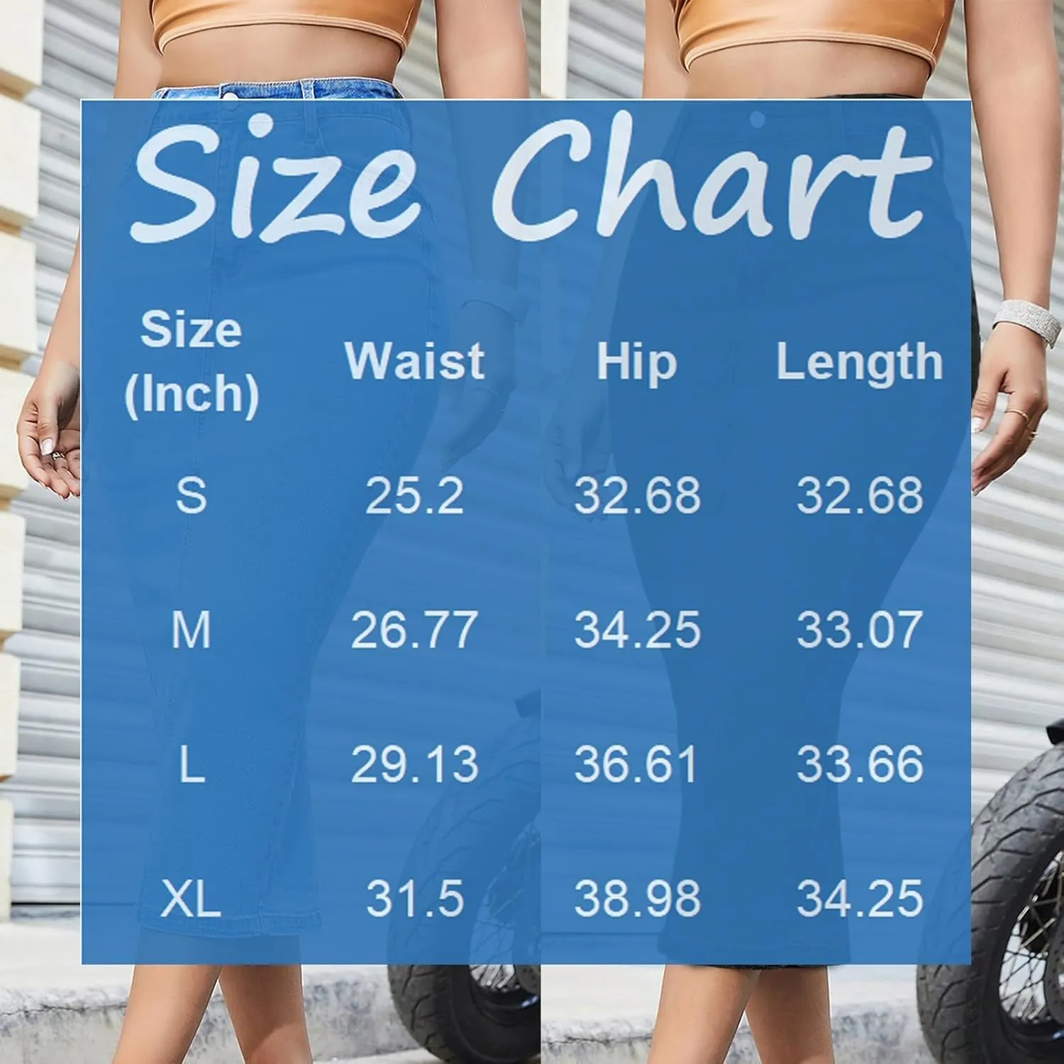 lcyhony Jean Skirts for Women Denim Stretchy High Waist Tummy Control Long Skirts Bodycon Back Slit Pencil Skirt with Pockets