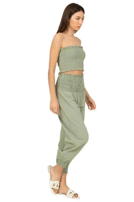 Let Love Smocked Top And Trousers Set