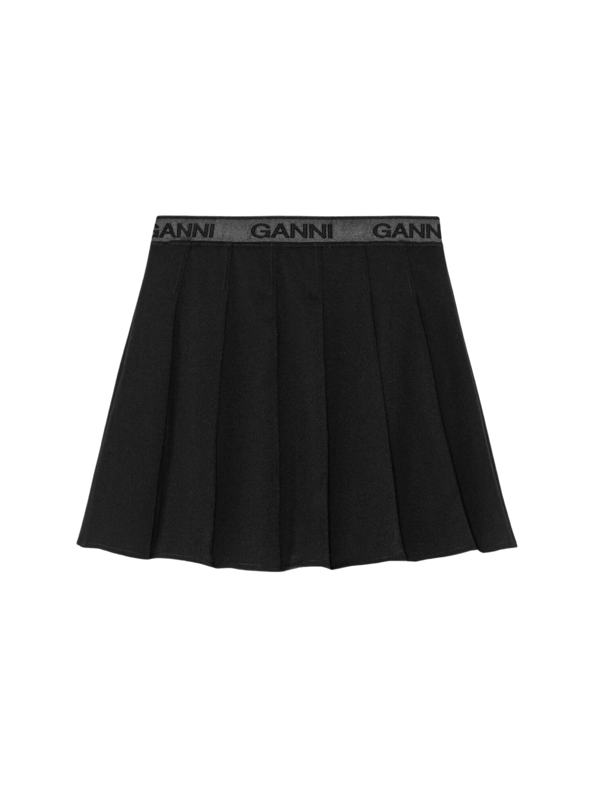 Light Twill Pleated Mini Skirt / Black