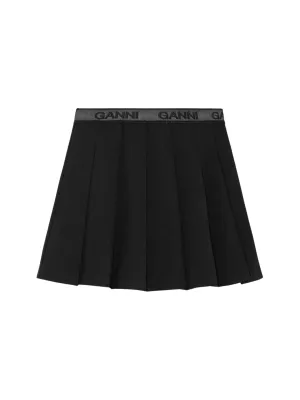 Light Twill Pleated Mini Skirt / Black