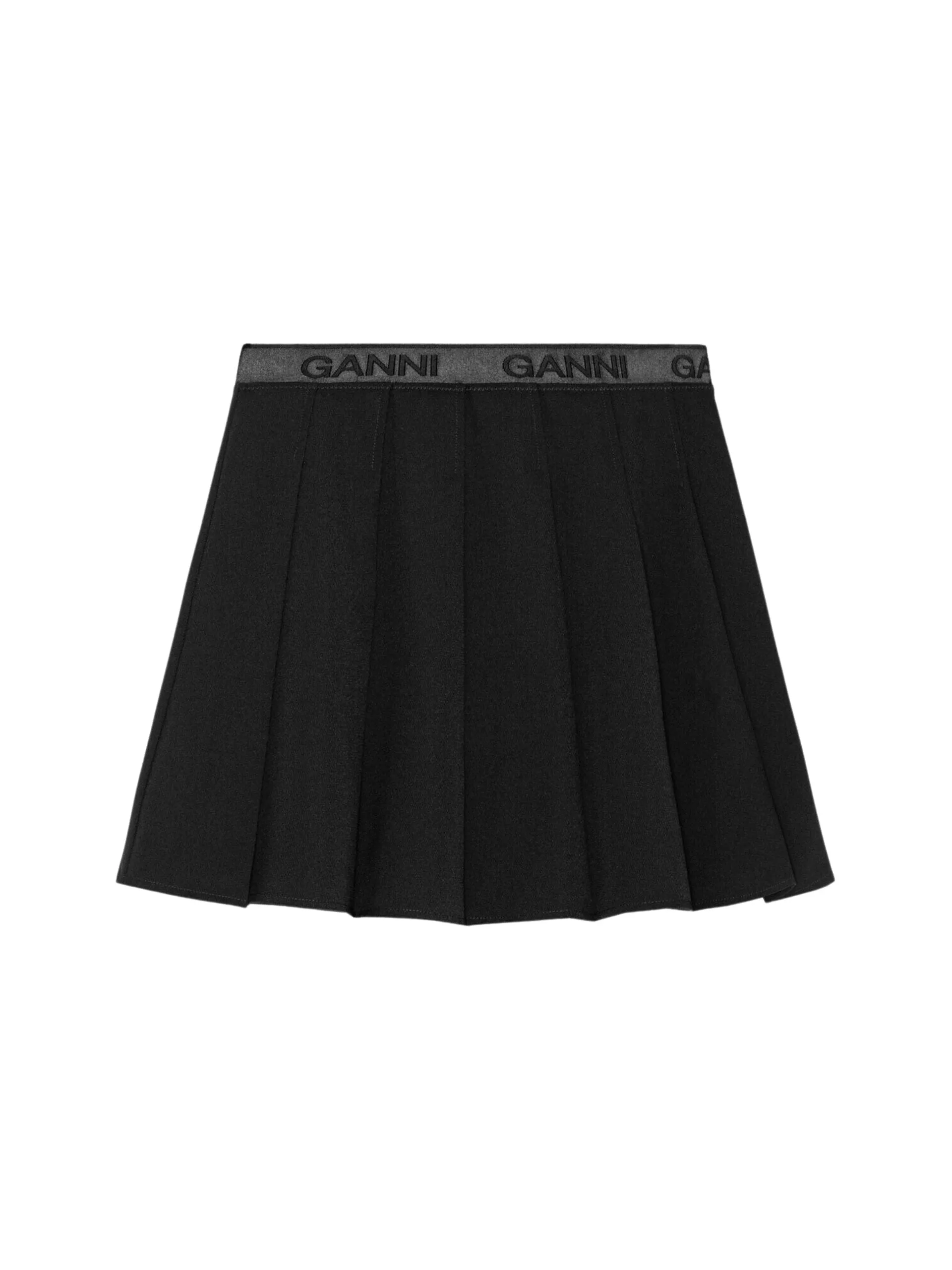 Light Twill Pleated Mini Skirt / Black