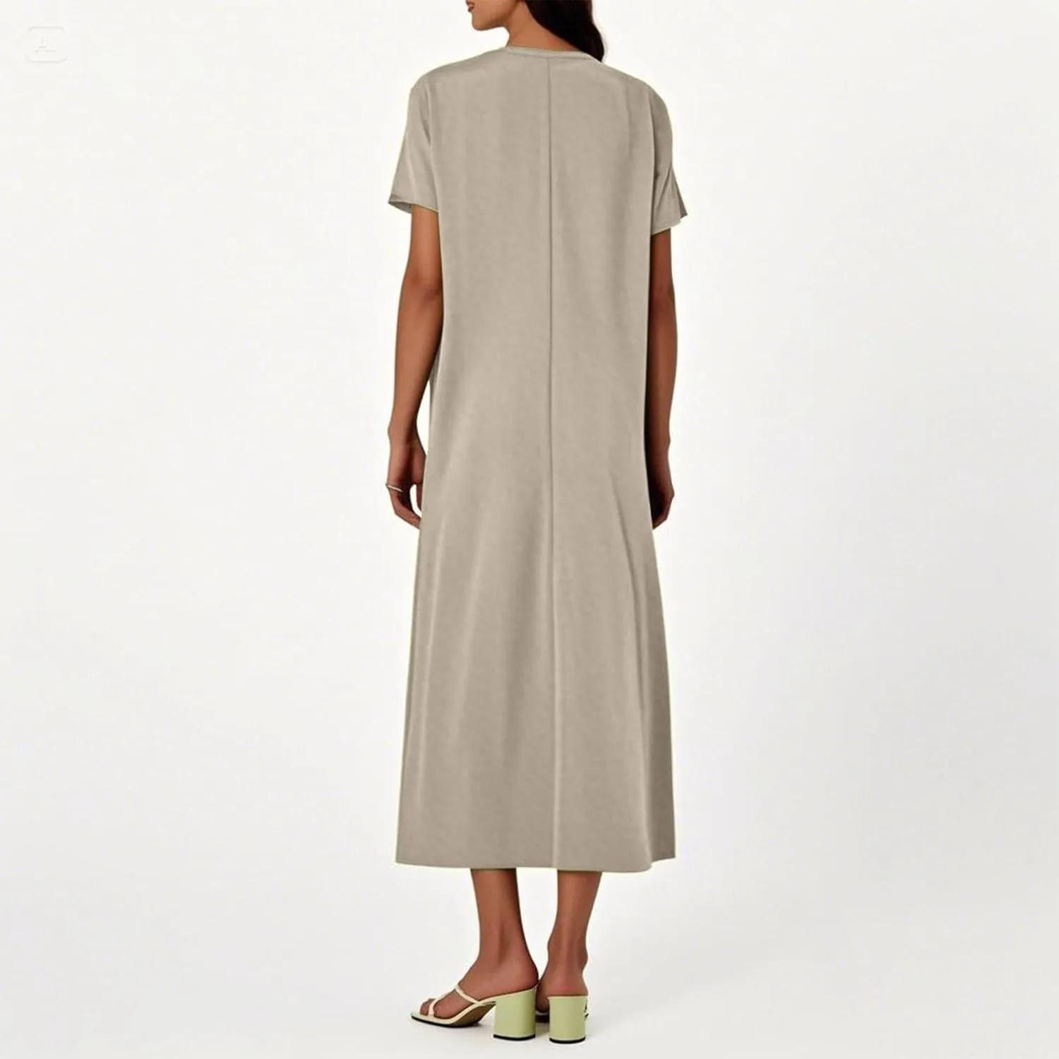 Linen Dresses for Women 2025 Casual Summer Short Sleeve V Neck Cotton Gauze Dress Flowy Vacation Beach Maxi Dress