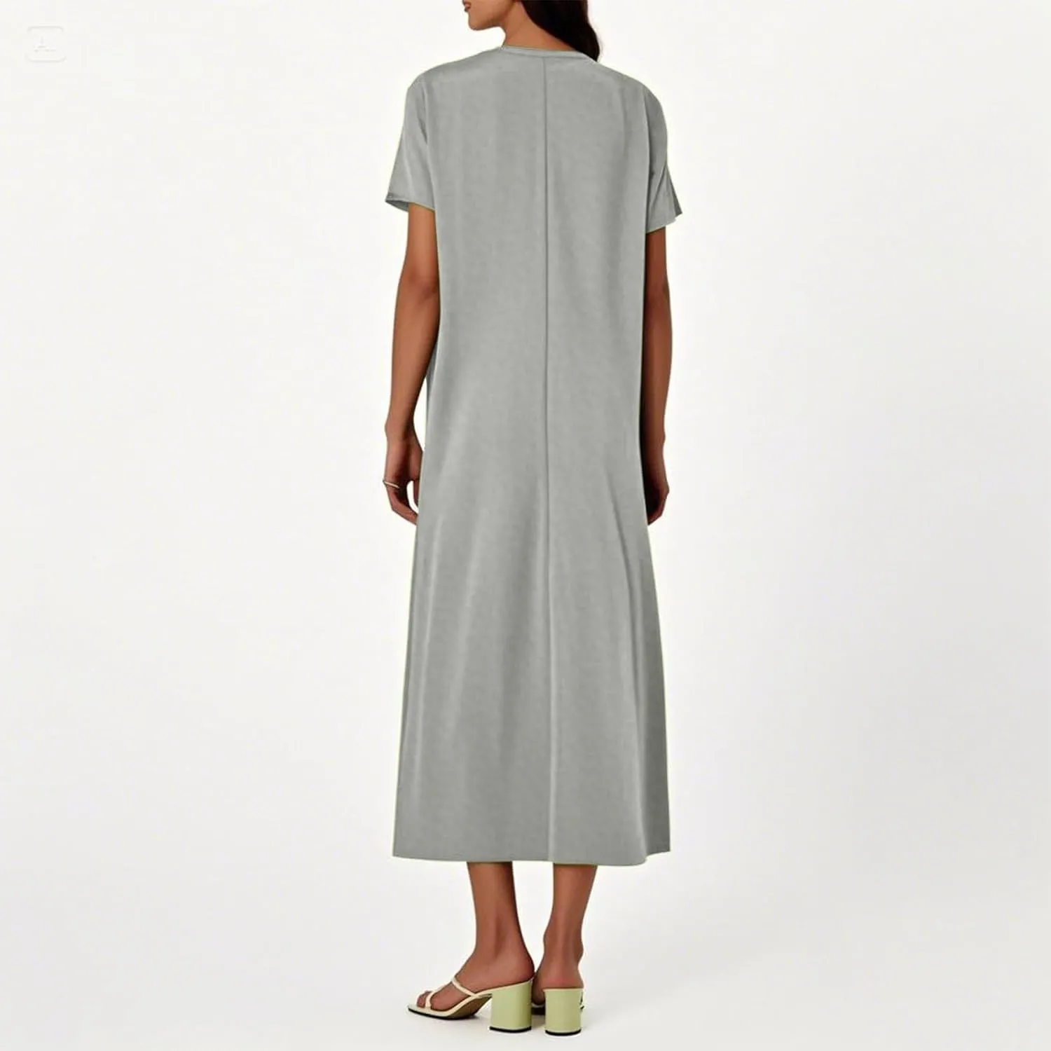 Linen Dresses for Women 2025 Casual Summer Short Sleeve V Neck Cotton Gauze Dress Flowy Vacation Beach Maxi Dress
