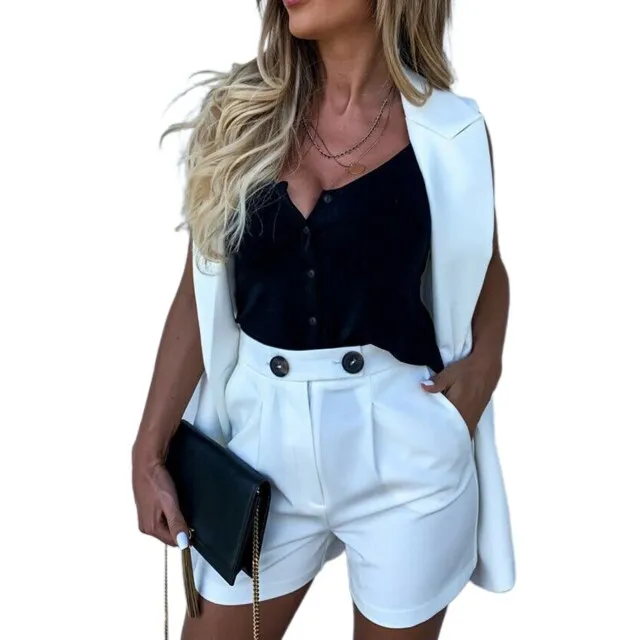 LIZAKOSHT  -  2Pcs Office Lady Autumn Solid Color Long Blazer Jacket Bodycon Mini Skirt Suit Perfect for office business formal perfect gifts