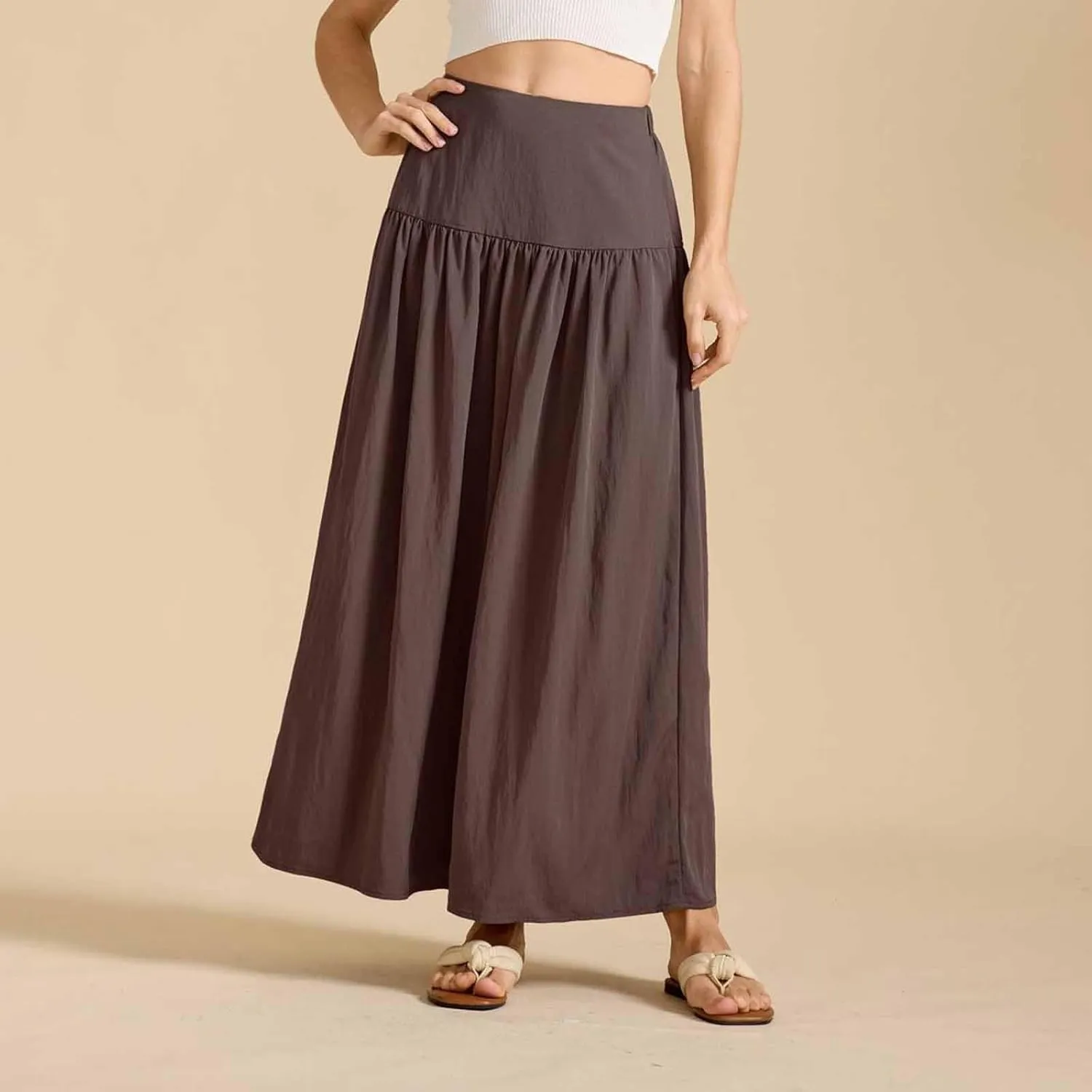 Lmdudan 2025 Summer Maxi Skirts for Women Ankle Length Skirt Casual Long Elastic High Waisted Skirt Beach Mini Skirts