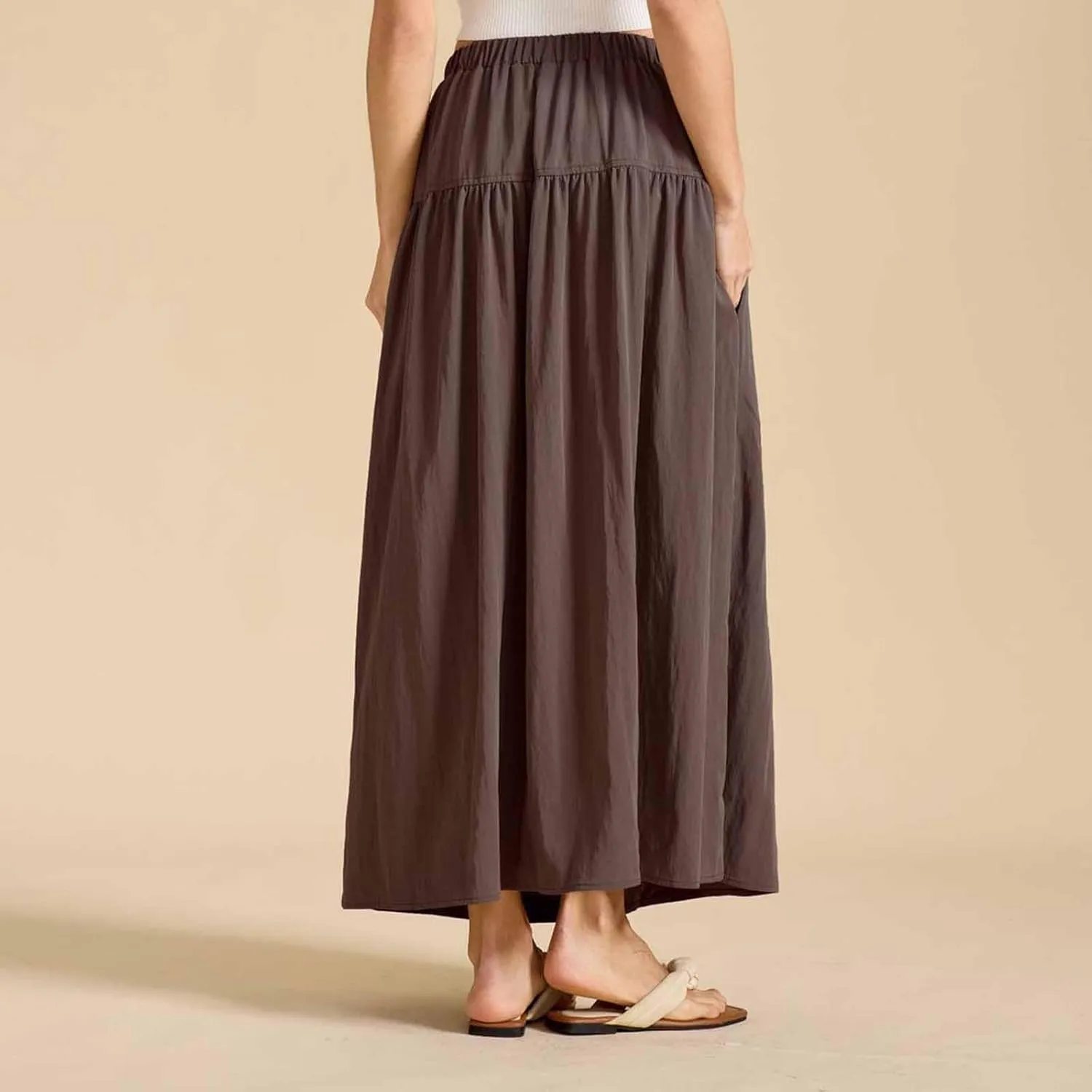 Lmdudan 2025 Summer Maxi Skirts for Women Ankle Length Skirt Casual Long Elastic High Waisted Skirt Beach Mini Skirts
