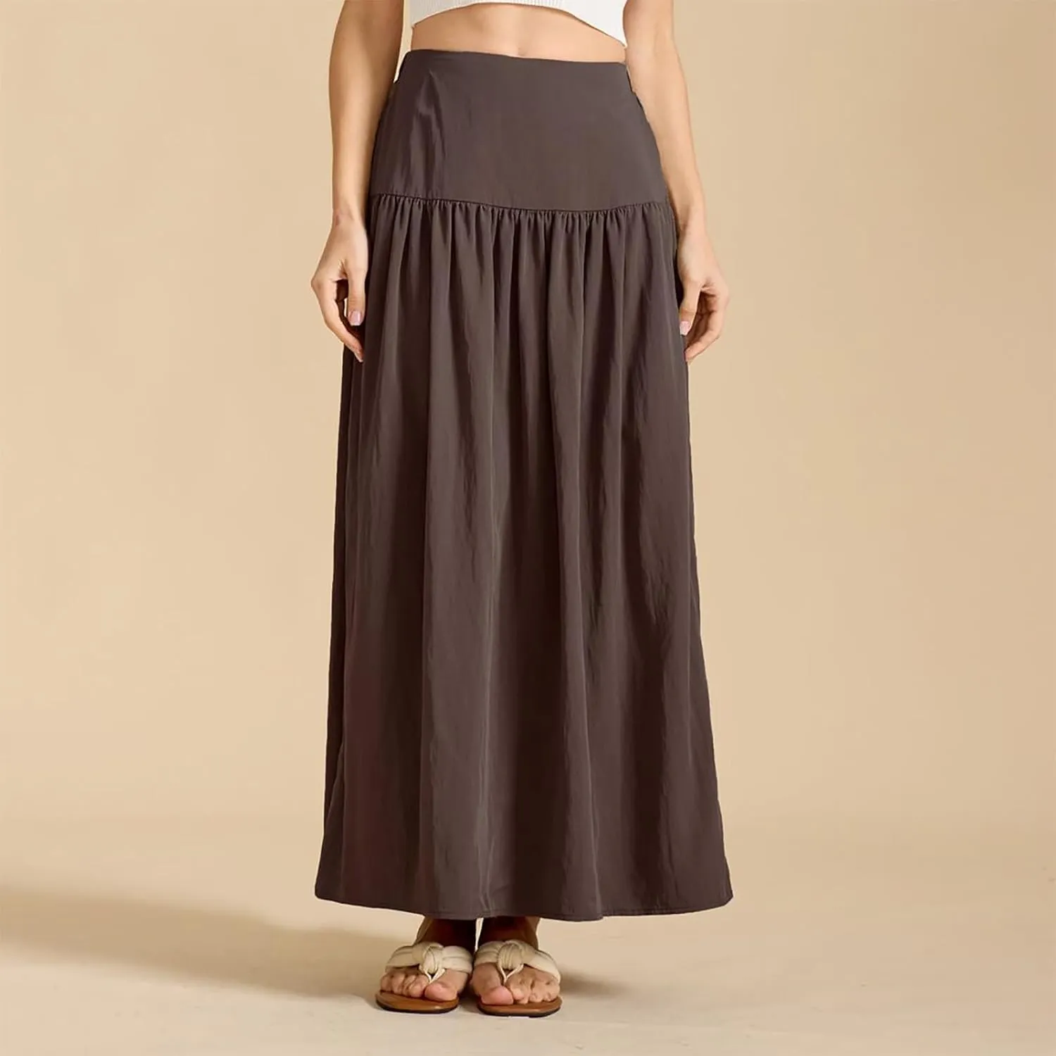 Lmdudan 2025 Summer Maxi Skirts for Women Ankle Length Skirt Casual Long Elastic High Waisted Skirt Beach Mini Skirts