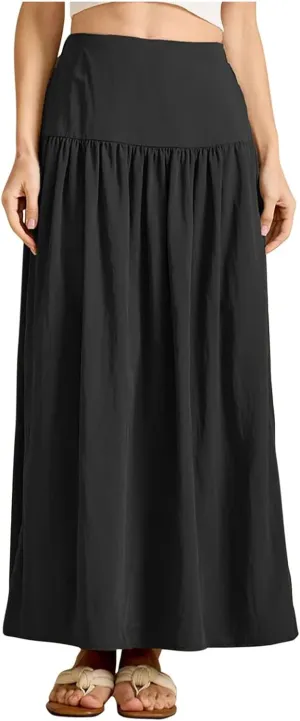 Lmdudan 2025 Summer Maxi Skirts for Women Ankle Length Skirt Casual Long Elastic High Waisted Skirt Beach Mini Skirts
