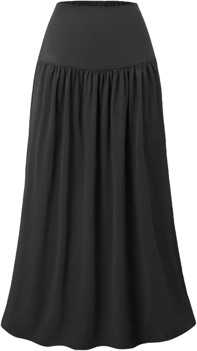 Lmdudan 2025 Summer Maxi Skirts for Women Ankle Length Skirt Casual Long Elastic High Waisted Skirt Beach Mini Skirts