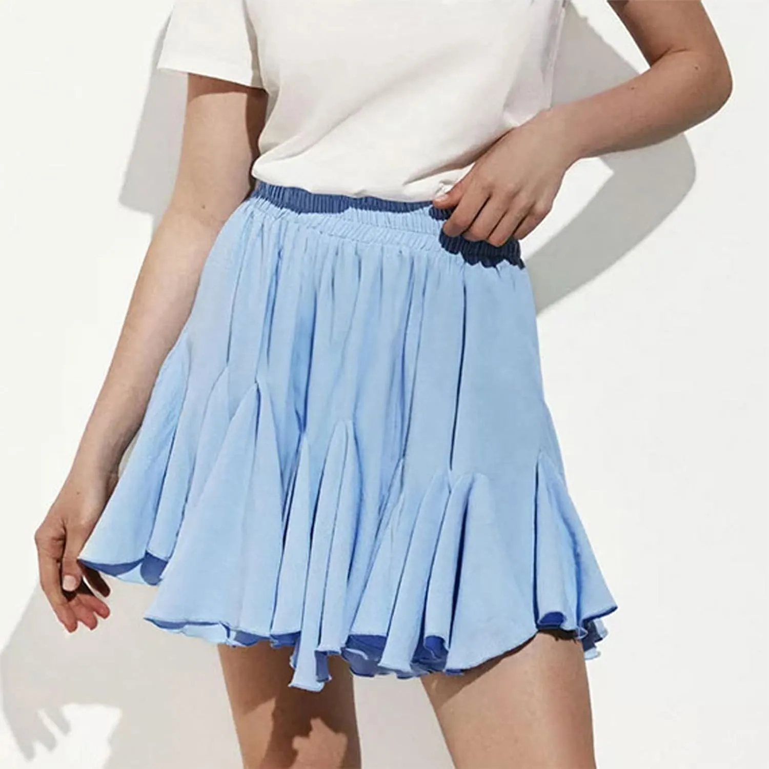 Lmdudan 2025 Summer Pleated Skirt for Women Casual Boho Ruffle Mini Skirts High Waist Skirts Athletic Tennis Shorts Skirt