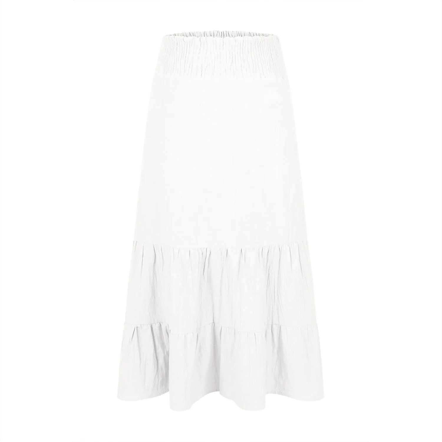 Lmdudan 2025 Women Summer Casual Elegant Smock Layered Tiered Maxi Skirt High Waisted A Line Flowy Long Skirts with Pockets