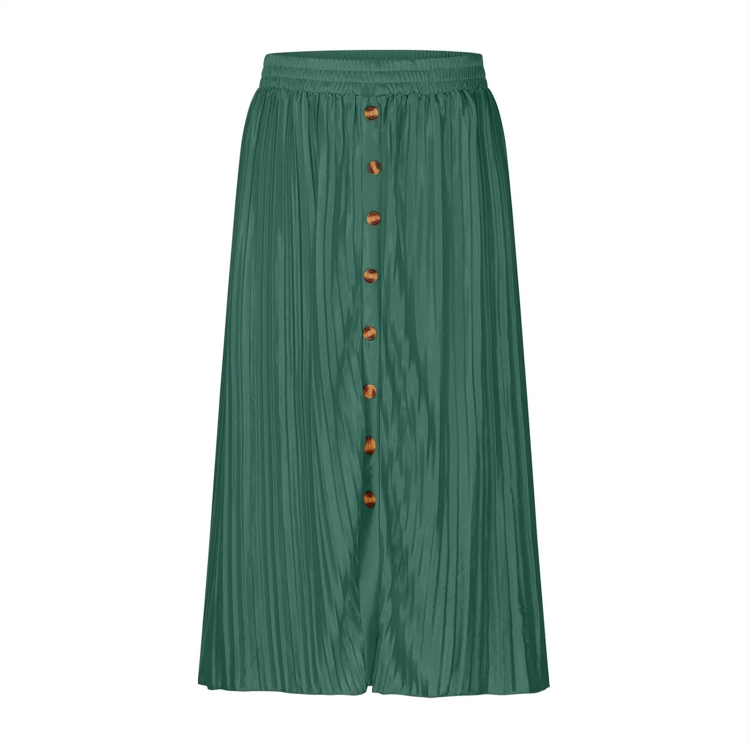 Lmdudan 2025 Womens Elegant Long Pleated Skirts Trendy Button Flowy Bohemian Skirt Elastic High Waisted Work Office Skirts